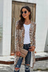 Print Colorblock Long Cardigan